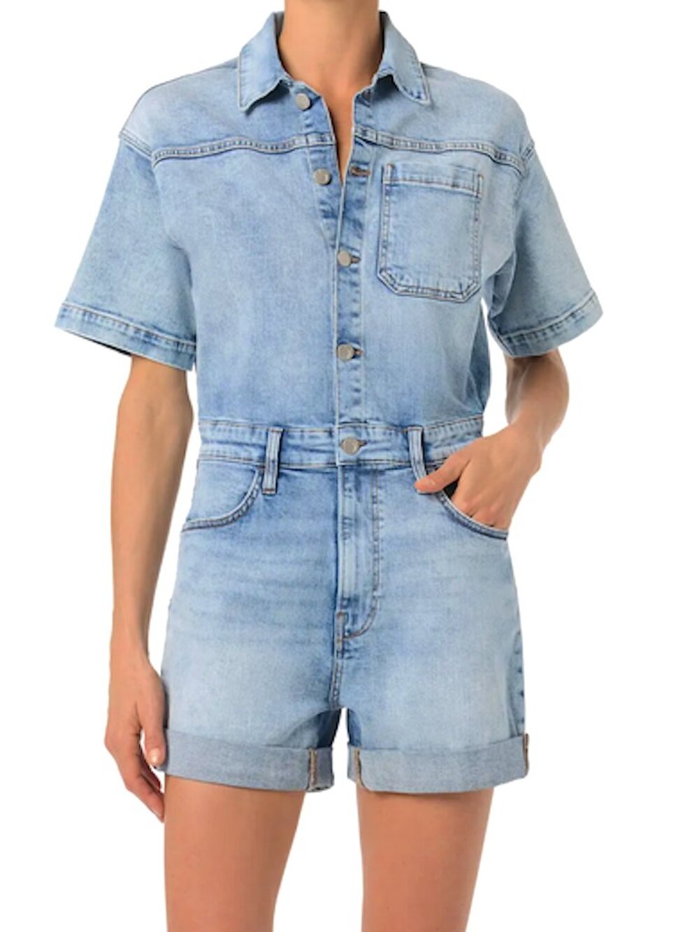 NWT Joe's Jeans Cuffed Denim Romper in Pacific Blue - Size Medium